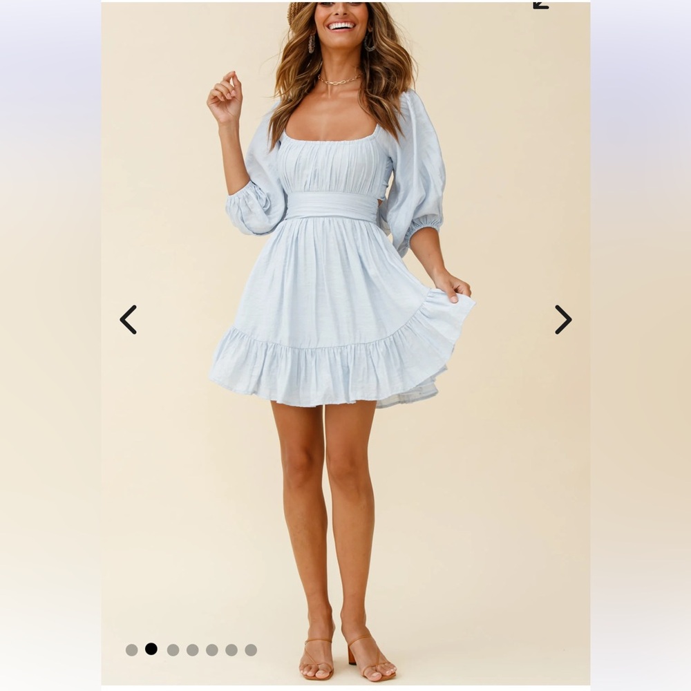 Saints and secrets Light Blue Puff Sleeve Dress - Picture 2 of 8